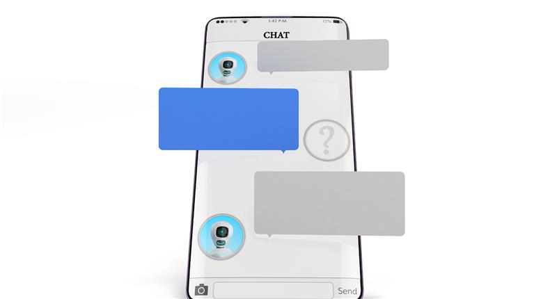 Mobile chat interface representing Microsoft 365 communication features.